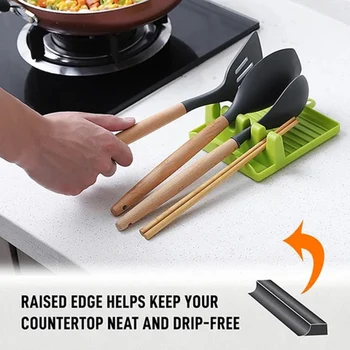 

Cooking Utensil Holder Non-slip Spoon Rack Silicone Multipurpose Chopsticks Spatula Stand RT99