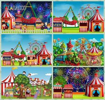 

Laeacco Carnival Circus Tent Fun Fair Ferris Wheel Baby Birthday Photo Backgrounds Photographic Backdrops Props For Photo Studio