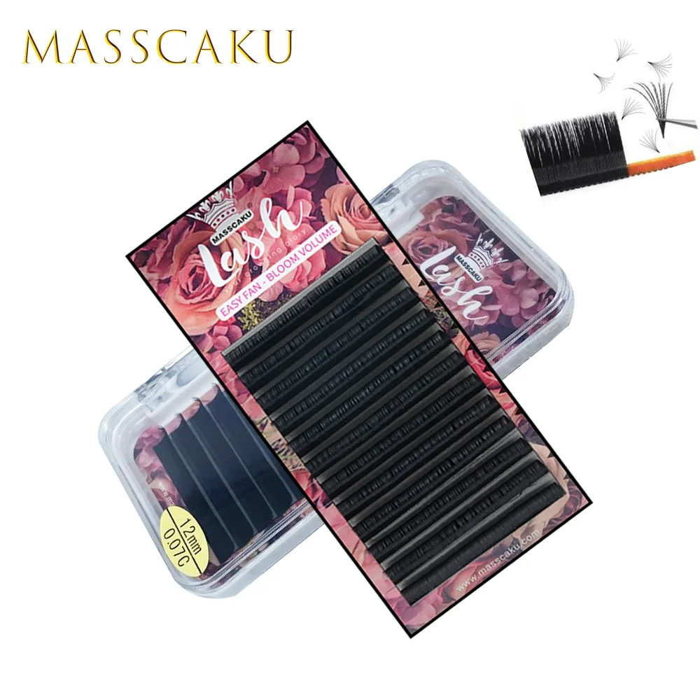 MASSCAKU Makeup Auto-Fans Eyelash Extension mega volume Volume Lashes 0.05 0.07 0.10mm Easy-Fans Premium Eyelash Extension