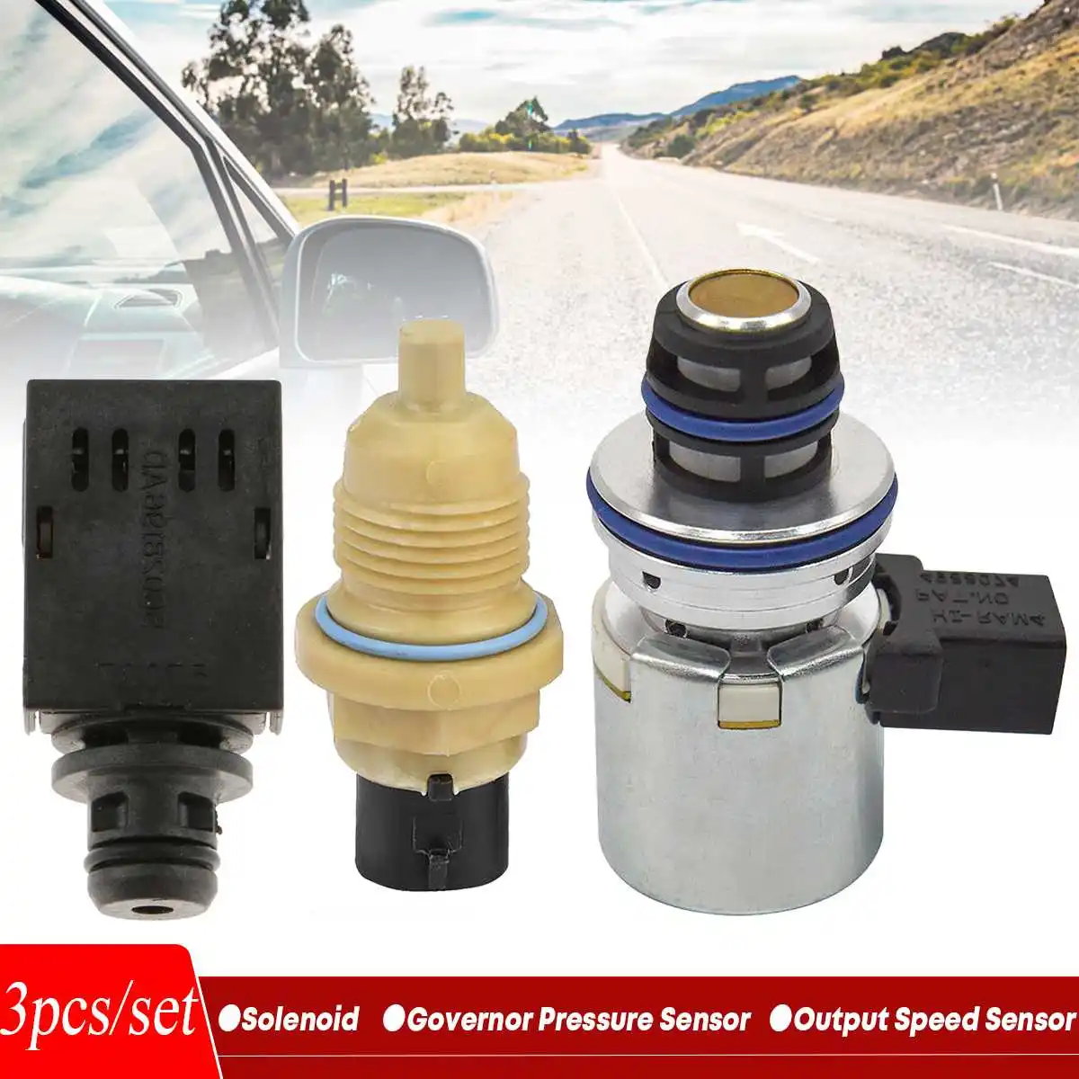 

3pcs Transmission Governor Solenoid Pressure Sensor Transducer Output Turbines Speed Sensor Set 42RE A500 4800879 Replacement