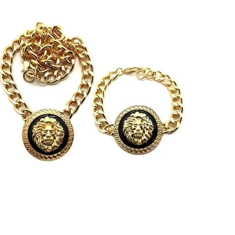 

Europe And America Exaggeration-Style Retro Lion Head Women's High Quality Alloy Jewelery Suit Necklace Bracelets