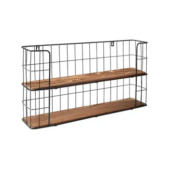 

2 Tier Wall Storage Rack Rectangular Floating Shelf Wall Shelf Unit Fixings Kitchen Storage Rack
