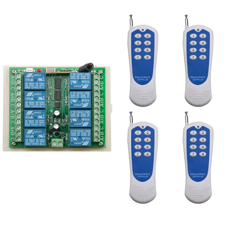 

433 МГц/315 МГц 12 В постоянного тока 8 каналов RF беспроводной пульт дистанционного управления Система дистанционного управления 8-канальный ре...