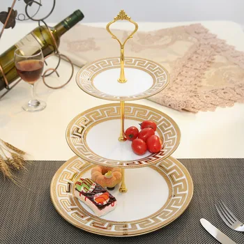 

fruit plate slice melon seed small bracket high-rise dessert Center three layer European plate multi-layer