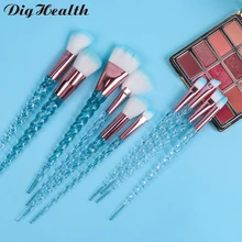 Dighealth 10pcs Unicorn Makeup Brushes Set Professional Crystal Spiral Handle Foundation Powder Make Up Brush Cosmetic