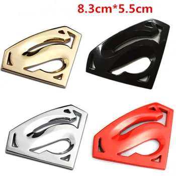

3D chrome metal Superman emblem badge Motorcycle car accessories Car styling Funny car stickers for bmw benz audi 8.3*5.5CM