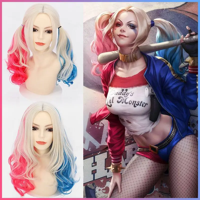 

Anime Suicide Squad Batman Joker Harleen Quinzel Wig Cosplay Costume Harley Quinn Women Hair Halloween Party Wigs for Adult kids