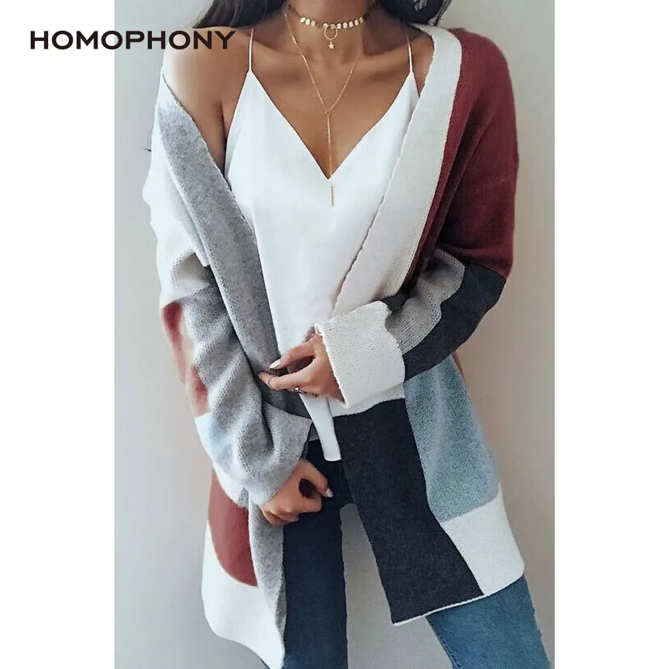 Женский свободный кардиган HOMOPHONY трикотажный с длинным рукавом верхняя одежда