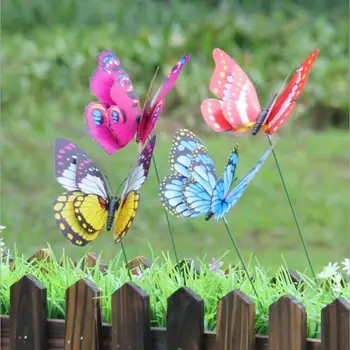 

4Pcs Colorful 3D Artificial Butterfly Wall l Stickers Luminous Garden Outdoor Yard Flower Pot Decor PVC Butterfly Home Decor