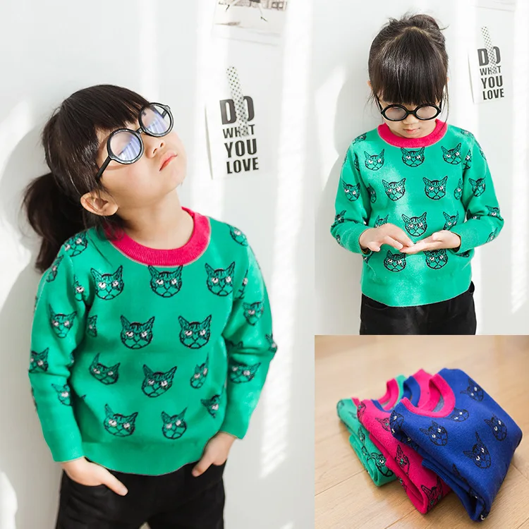 

2018 Spring And Autumn New Style Korean-style Baby Big Kid Dehaired Angora Base Shirt Kids' Sweater GIRL'S Knitted Shirt T179