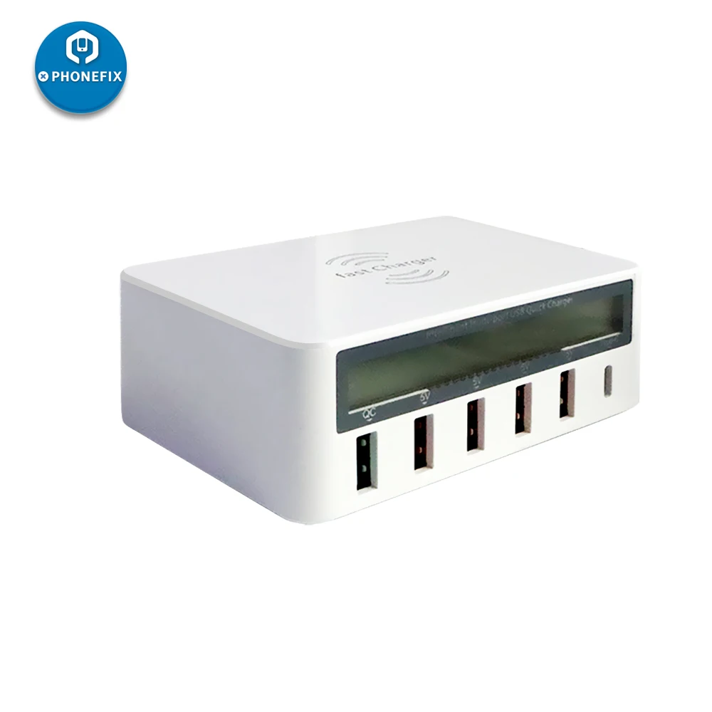 

PHONEFIX Multiport Quick Charge 3.0 LED Display USB Charger Adaptive Intelligent Wireless USB Phone Charger for Phone and Tablet