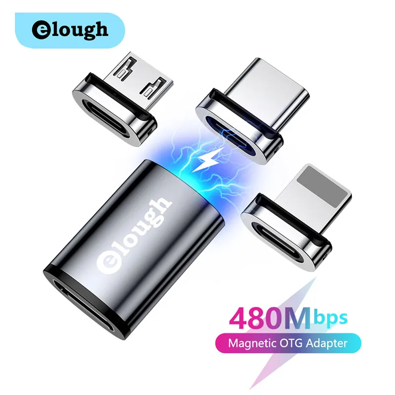 Elough Magnetic OTG Adapter iPhone 13 Xiaomi Macbook USB Type C Micro To Micro Type C Lighting Data Transfer OTG Converter otg adapter,usb to type c adapter,type c adapter,magnetic cable adapter,lightning to usb otg adapter,lightning to usb c adapter,ios to type c adapter
