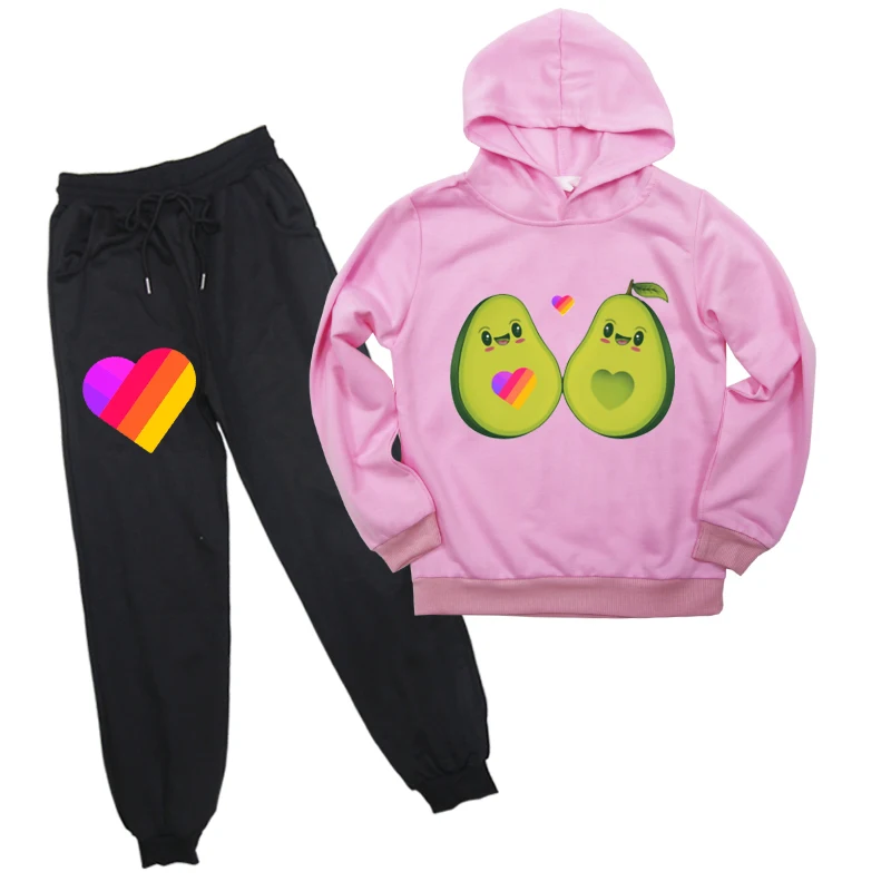 

Russia Likee Sweatshirt Pants Suit Child Avocado Hoodie Casual Cotton LIKEE App Video Sportswear Panda Pullover Tops Children