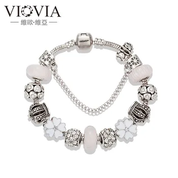 

Nice Delicacy Fashion Hand Jewelry with Hole Coloured Glaze Oil Drop Flower Alloy Crown Beaded Collocation Bangle Bracelet