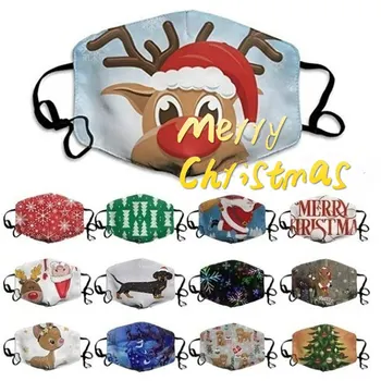 

5pcs Christmas Mouth Face Mask Cotton Activated Carbon Filter Windproof Mouth-muffle for Men Women Black Fashion