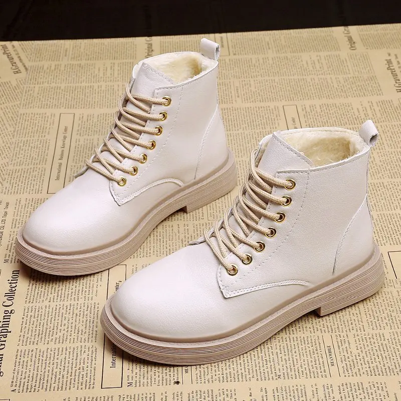 Soft PU Leather Ankle Boots for Women Platform Motorcycle Booties Female Autumn Winter Shoes Warm Plush Goth Thick Short | Обувь