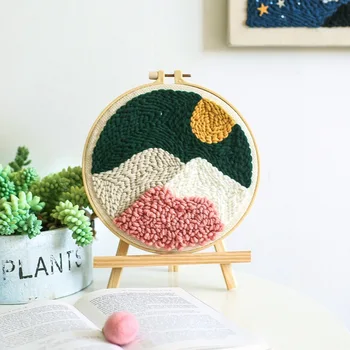 

DIY Embroidery Material Package Easy Punch Needle Embroidery Kit Punch Needle Cross Stitch for Beginner Handcraft Wall Painting