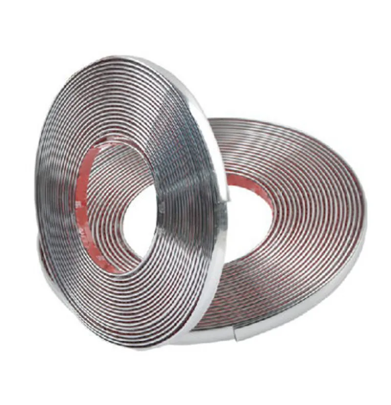 8mm x 15 Meter Decoration Car Styling Moulding Strip Chrome Trim Adhesive New / Auto Decoration Sticker