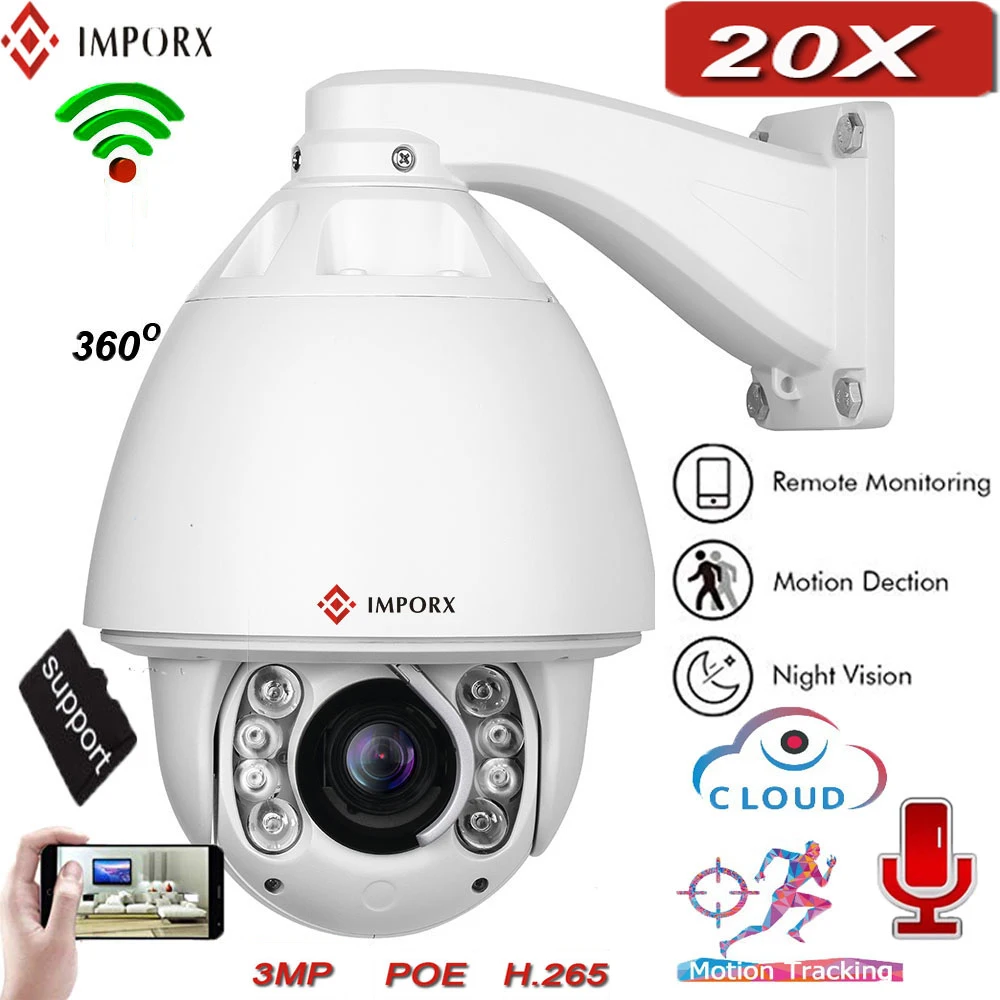 IMPORX IP PTZ камера 3MP 20X ZOOM Водонепроницаемая ip наружная H.265 IR CUT 150M P2P Высокоскоростная