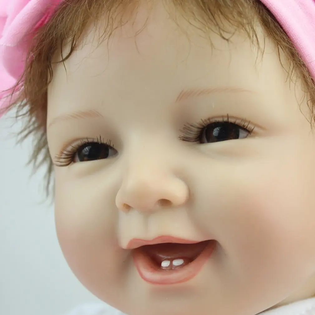 NPK 55CM Smile Face Bebe Reborn Doll Lifelike Soft Silicone Reborn Baby Dolls Toys For Girls Birthday Gift Fashion Baby Dolls