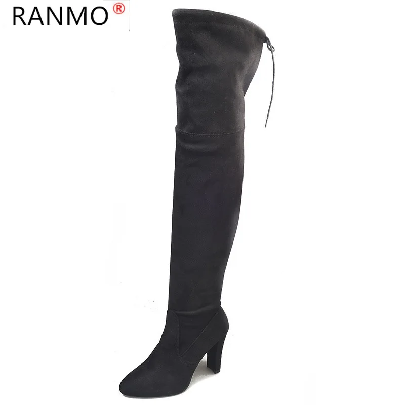 RANMO 2020 новые женские кожаные ботинки с высоким голенищем выше колена сапоги на