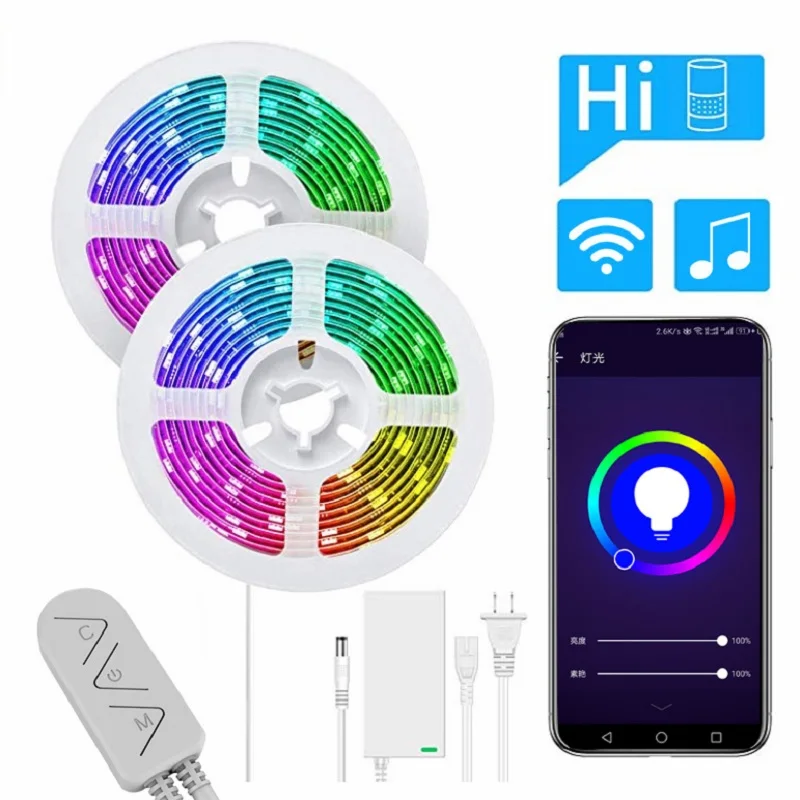 

RGB LED Strip Lights 16.4ft/5m SMD5050 WiFi Smart Waterproof Color Changing LED Strips App & remote control for home decoration