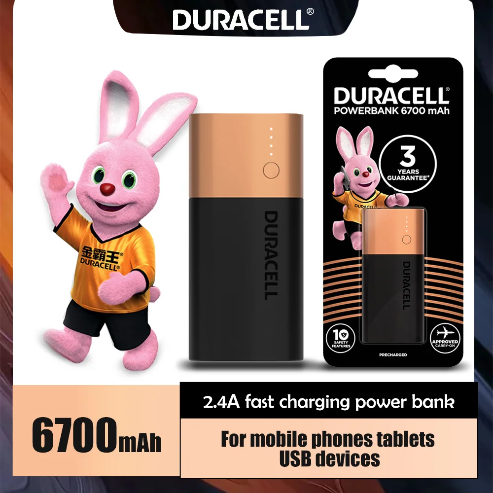 Neerduwen Bemiddelaar toegang 6700Mah Duracell Power Bank 5V 2.4A Draagbare Opladen Powerbank Usb  Poverbank Externe Batterij Oplader Voor Iphone Xiaomi|Vervangende batterijen|  - AliExpress