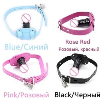 Dildos Ball Gag BDSM Bondage Restraints Open Mouth Dildo Harness Strap Gag Sex Toy For Couple Oral Fixation Fetish Cosplay Slave 5