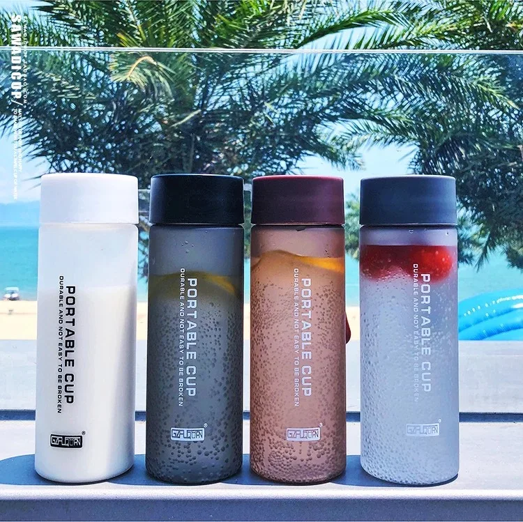 

Casual Cup Portable Leakage-proof Creative Fashion Grinded Plastic Water Cup Glass Water Bottle Cute Water Bottle