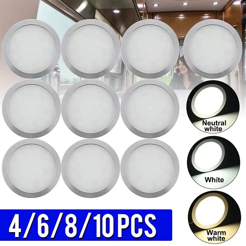 

4/6/8/10/12x 12V LED Interior Spot Lights Round Wall Lamps Ceiling Down Lights For Hotel Bedroom Boat RV Caravan Motorhome