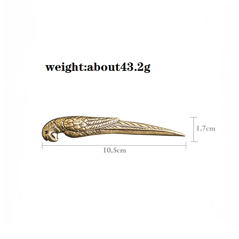 Tea Needle Set Tea Making Tools Antique COPPER Hummingbird Bird parrot Statue Ornaments Classical Brass Tea Needle Breaking Prying Tea Brick Professional Tool