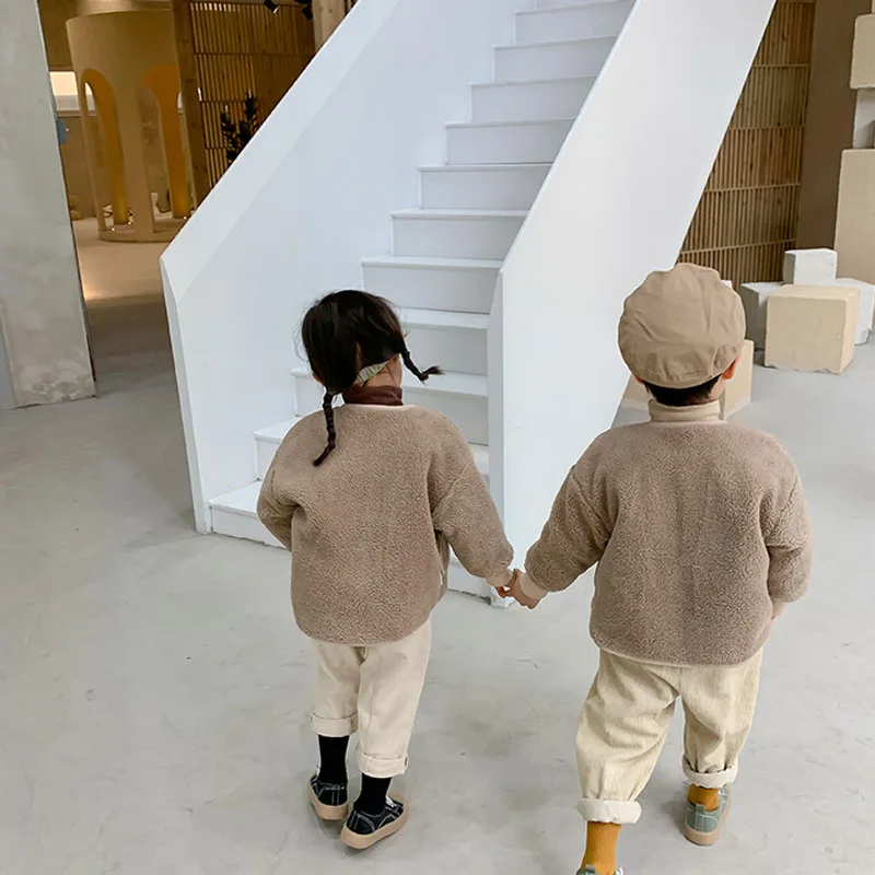 Down Jacket Children Jackets Children'S Cotton-Padded Jacket Boys And Girls Clothes Baby Down Cotton Inner Liner Double-Sided Wear Plus Velvet Warm Cardigan