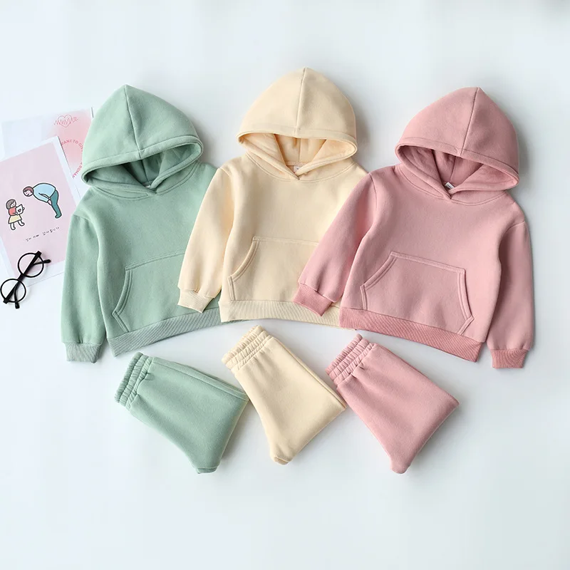 spring Autumn kids Girls Clothes Sets baby 2pcs Winter Children's Pullover+pants For Boys Cotton Tops With Hooded Suits