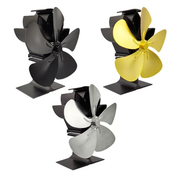 

Wood Stove Fan 5-Blade - Heat Powered Log Burner Increases 80% More Warm Air Than 2 Blade Eco-Friendly with Stove Thermometer