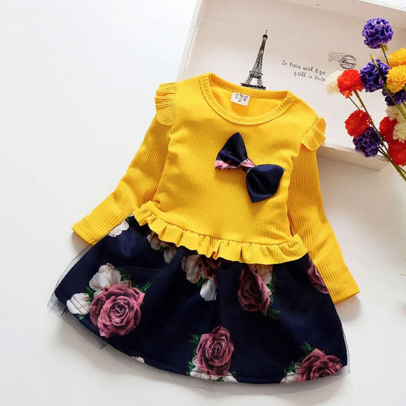 Новинка года, детское платье для маленьких девочек одежда с длинными рукавами вечерние, зимние, Осенние кружевные вечерние платья с цветочным рисунком для девочек возрастом от 6 лет