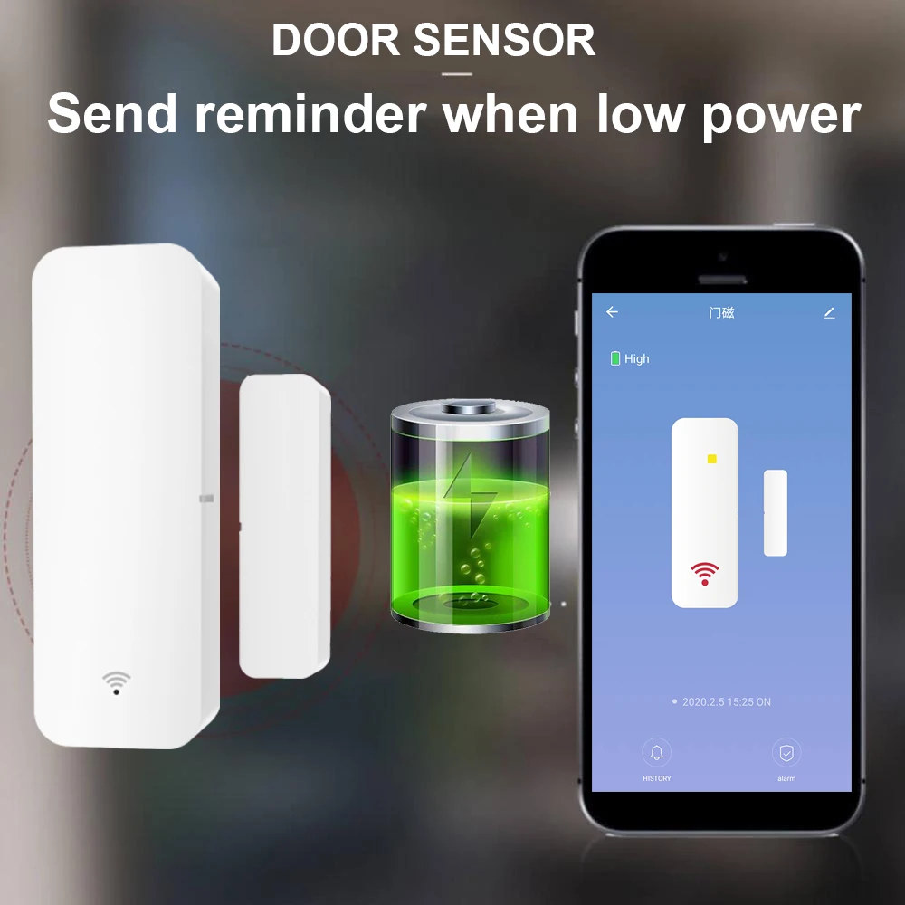 Tuya-Sensor inteligente con wifi para puerta, detector de entrada abierta/cerrada, app Smart Life con logotipo personalizado gratuito, compatible con Google Home y con Alexa - Imagen 2