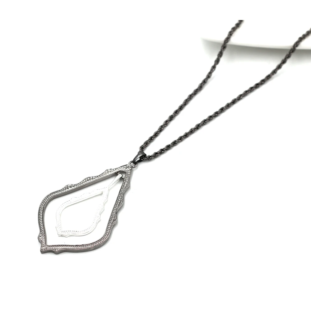 Silver in black out Модные большие двойные капли воды ожерелье кулон для женщин - Окраска металла: Silver in black out