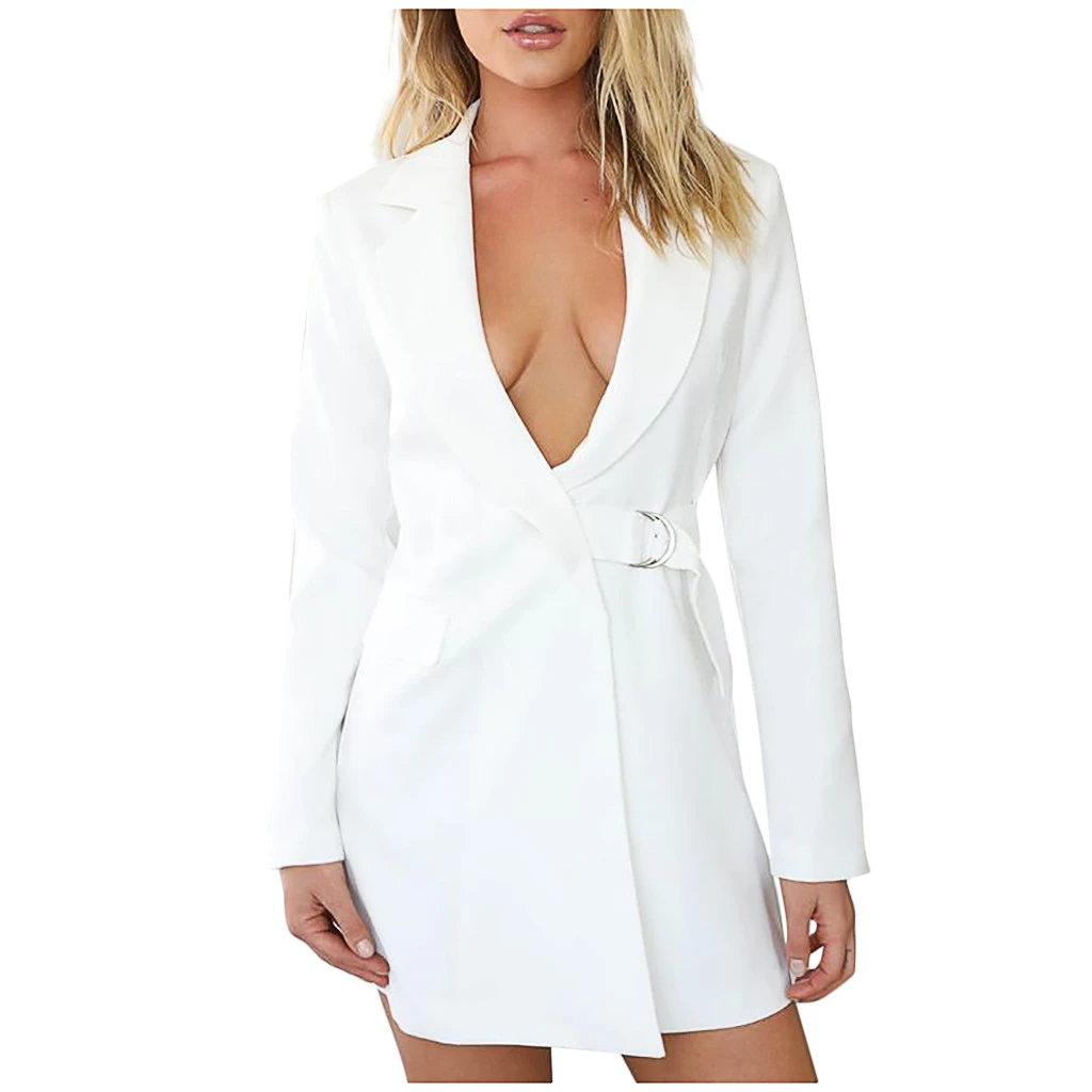 

Fashion Women Jackets White V-Neck Sweet Female Bandage Cross Outwear Coat Office Wear Slim Cool Lady Feminino 815