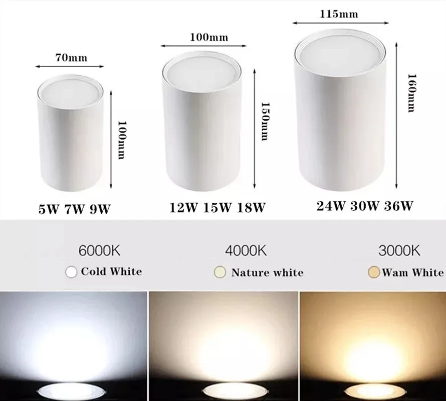 LED Downlight LED Ceiling Downlight 5W 7W 9W 12W 15W 18W 24W 30W 36W AC85-265V COB Spot Light Fixtures