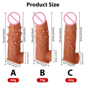Penis Sleeve Reusable Condoms Cock Rings For Men Thick Pene Case Cover Extension Penis Enlargement Sleeve Sex Toys For Couples 2
