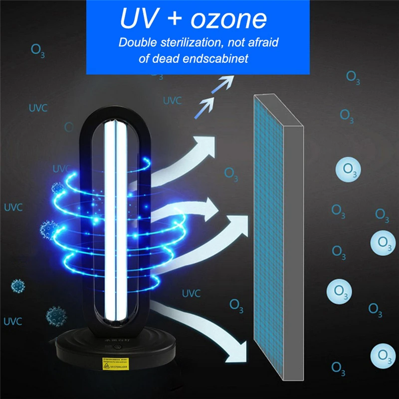 50W Household UV light Sterilier Timing UVC Disinfection Table lamp UV Ultraviolet Quartz lamp Bactericidal for Bedroom/Hospital