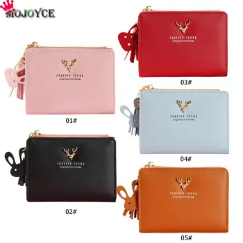 

Cute Animal Deer Printed Girls Bifold Short Wallet Female Soft PU Leather Clutch Women Casual Zipper Coin Purse Card Holder