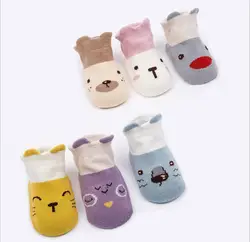 Детские носки-тапочки Amazon; сезон весна-лето; короткие носки в Корейском стиле; нескользящие носки-тапочки с рисунками животных