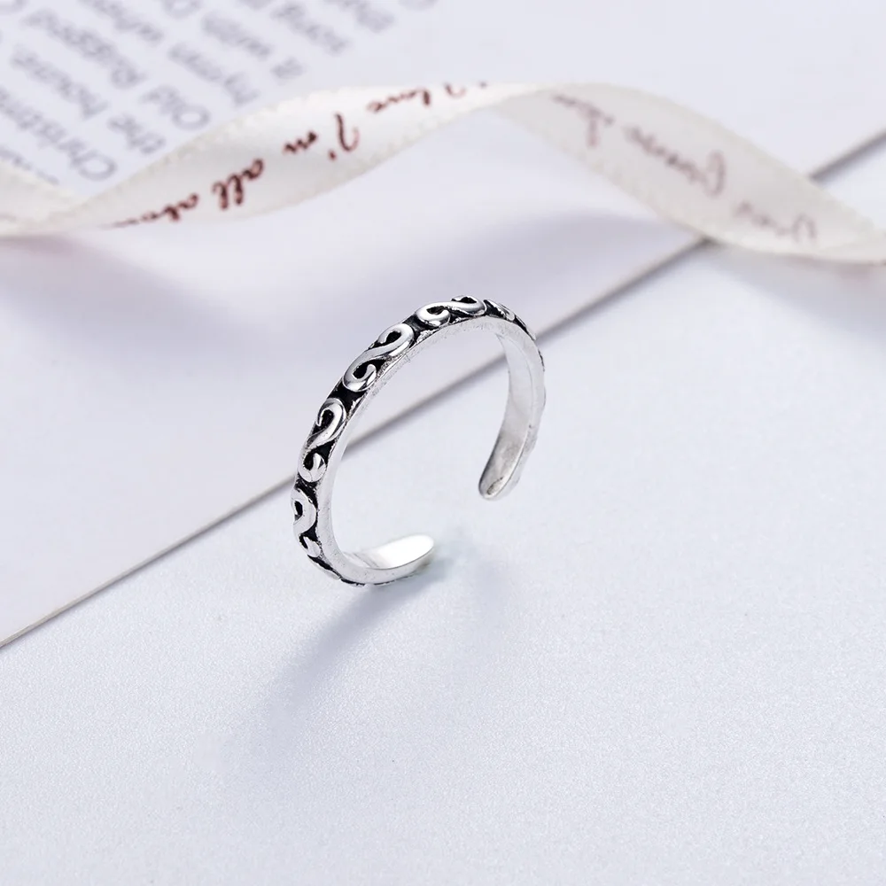 Thai silver retro dyed black live ring opening female personality simple plated wholesale | Украшения и аксессуары