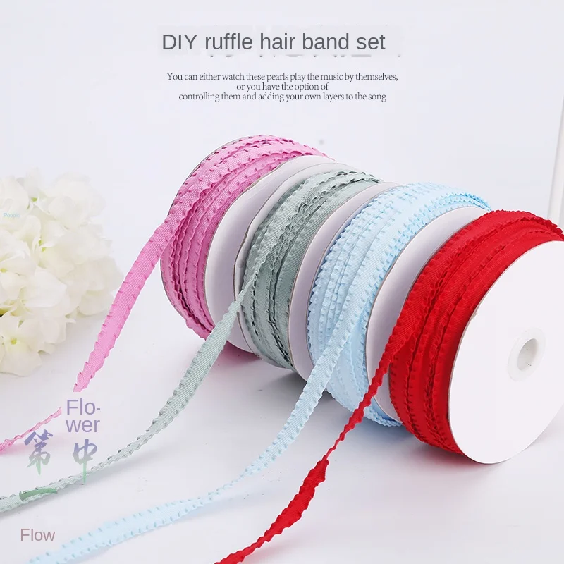 

50 Yards/roll 10mm Double Ruffle Stretch Lace Ribbon Sewing Trim Handmade Ribbon DIY Wedding Party Decoration Craft Accessories