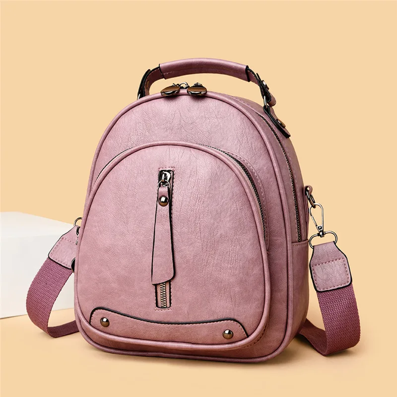 

Simple Small Women Leather Backpacks Pure Color Mini School Shoulder Bags for Teenage Girls Back Pack Causal Lady Travel Bagpack
