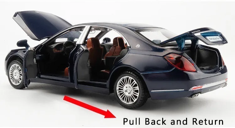 1/32 Maybach S600 литые под давлением металлические модели автомобилей, игрушечный автомобиль с имитацией, светильник с музыкой, 6 дверей, можно открыть, подарки для детей