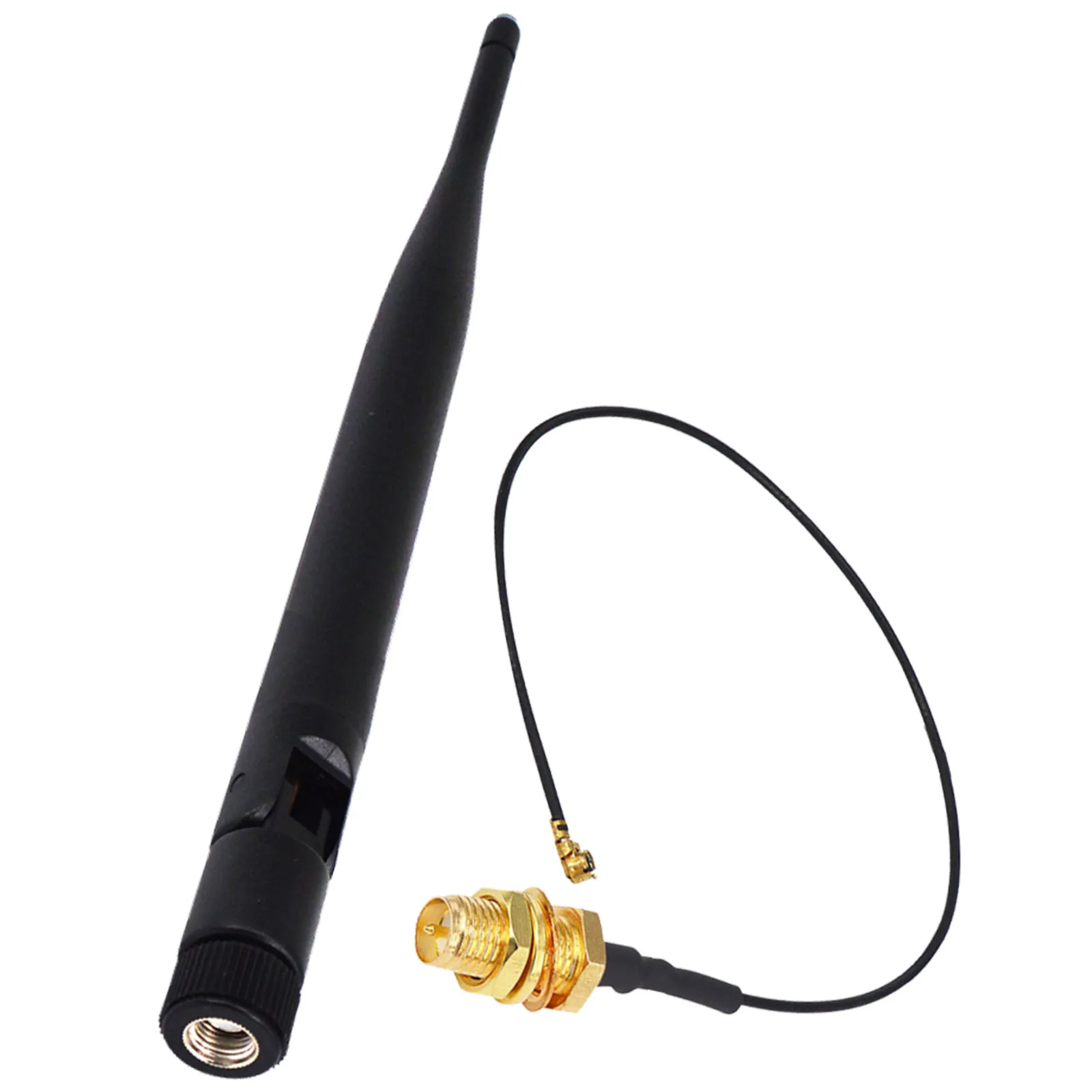 2.4 GHz 5dBi Antenna Wireless RP-SMA Male for PCI Card USB Wifi Booster + RP SMA Jack to Mini ufl./ IPX 1.13 Pigtail Cable