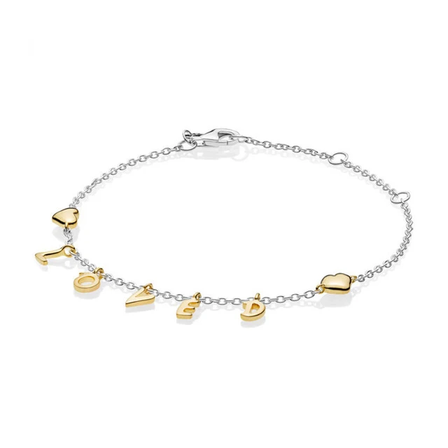

100% 925 Sterling Silver New 567804 Shine Loved Script Bracelet 2019 Valentine's Day Gift Original Fashion Jewelry