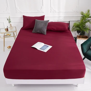 

new 2020 hot sale 1pcs 100% polyester solid bed mattress set with four corners and elastic band sheets